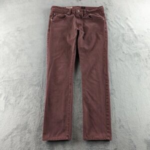AG Adriano Goldschmied Matchbox Jeans Mens 32x32 Red Slim Straight Denim USA